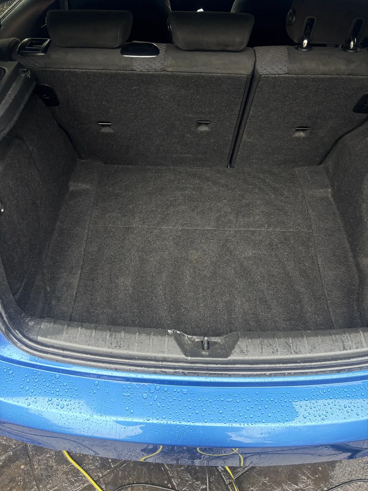 Blue BMW boot carpet after interior cleaning